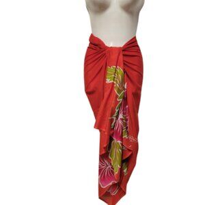 Womens Sarong Cotton Wrap, Handpainted Batik Wrapskirt Beach Pareo Beachwear-NEW